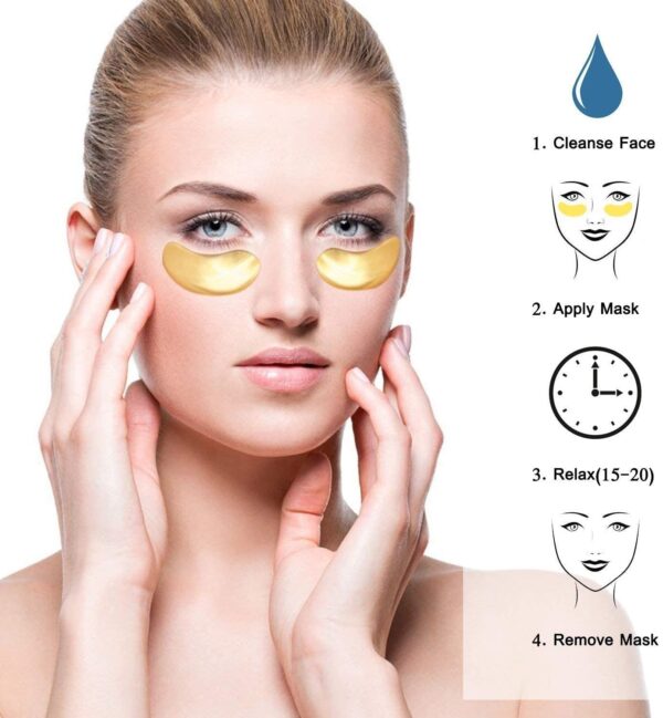 2 PCS=1 BAGS GOLD CRYSTAL COLLAGEN PROTEIN EYE MASK ANTI-WRINKLE MOISTURIZING REMOVE DARK CIRCLES FACIAL CARE NATURAL EYE PATCH - Image 3
